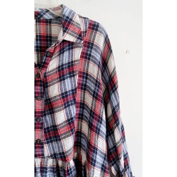 Free People Plaid Peplum Top - Size XS - Picture 3 of 9
